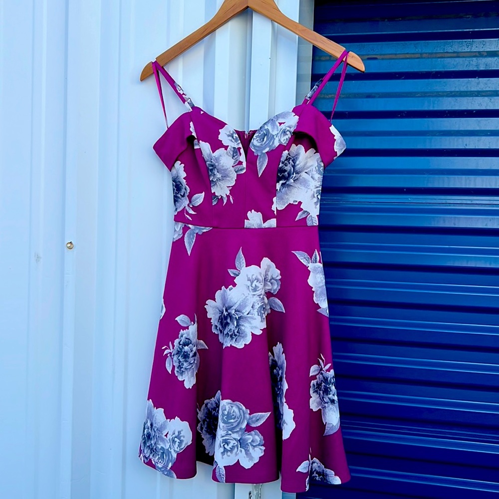 City Studios Juniors' Off-The-Shoulder Floral-Print Dress